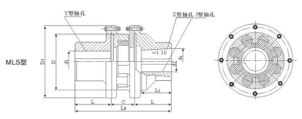 MLS型双法兰梅花形弹性联轴器